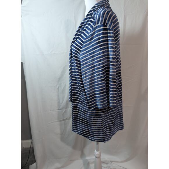 CJ Banks Cardigan Women's Plus Size 2XL Blue Open Striped 3/4 Sleeve Shirt Tunic - Picture 4 of 14